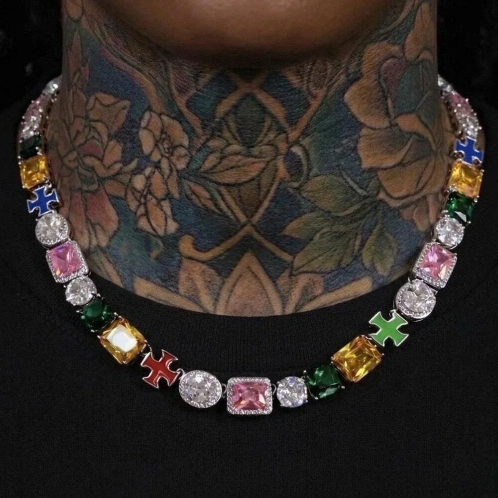 Multi Coloured Cross Necklace 20 Inch 83 A 8